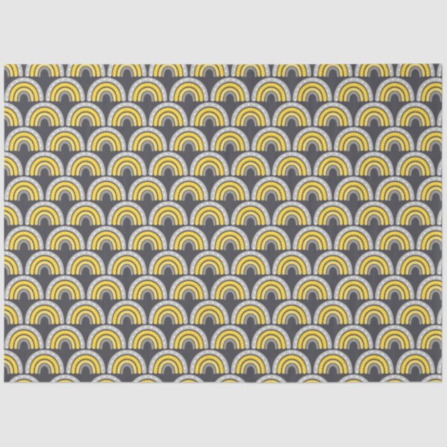 Boho Rainbow Yellow and Gray Tissue Paper (Front)