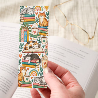 Boho Rainbows, Books and Cats Bookmarks