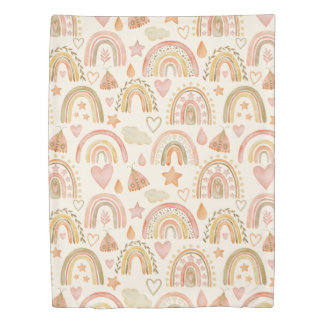 Boho Rainbows Earthy Terracotta Duvet Cover