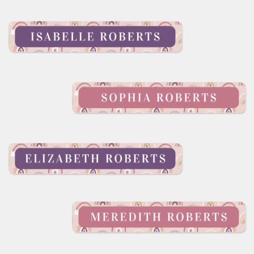 Boho Rainbows Kids Name Waterproof Labels