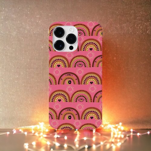 Boho Rainbows Mystical Eye Pink Gold Design Case_Mate iPhone 14 Pro Max Case