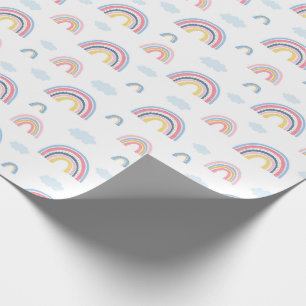 Boho Rainbows Pink Blue Pretty Wrapping Paper