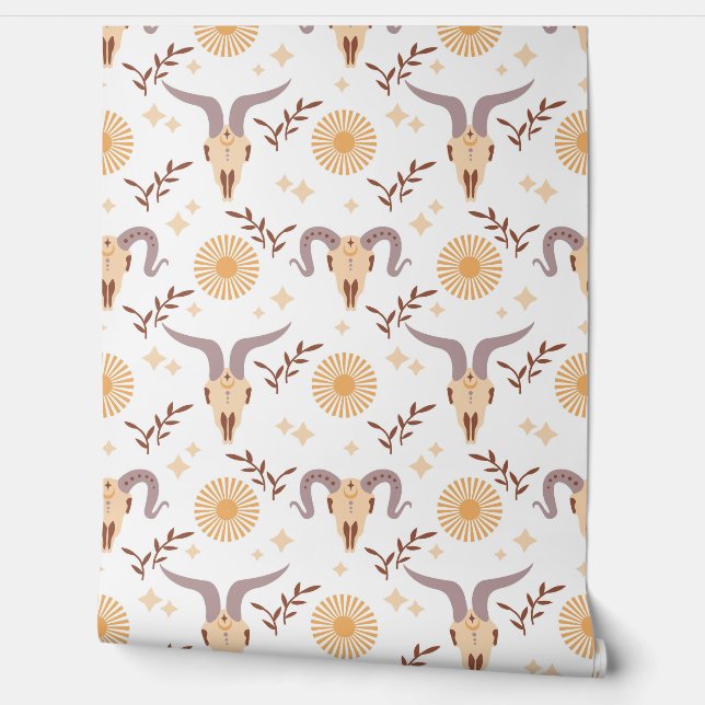 Boho Ram Skull Wallpaper (Unrolling)