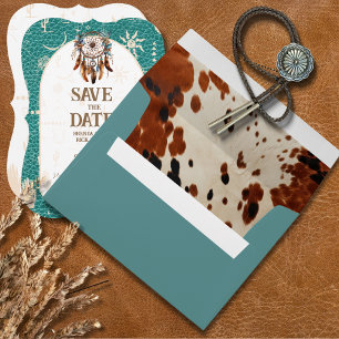 Boho Ranch Cowhide Save the Date Envelope