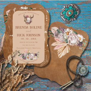 Boho Ranch Desert Tan Wedding Invitation