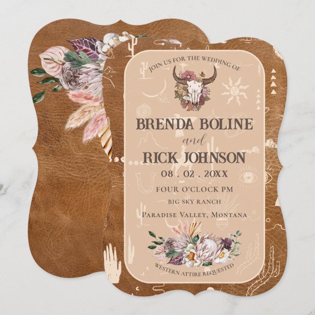 Boho Ranch Desert Tan Wedding Invitation (Front/Back)