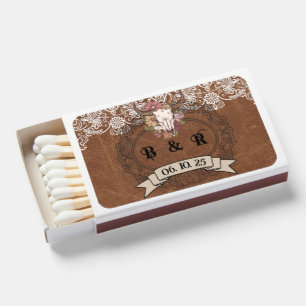 Boho Ranch Western Wedding Monogram Label Matchboxes