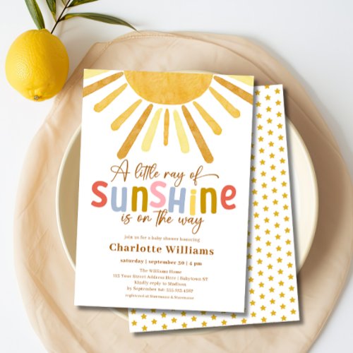 Boho Ray of Sunshine Baby Shower Invitation