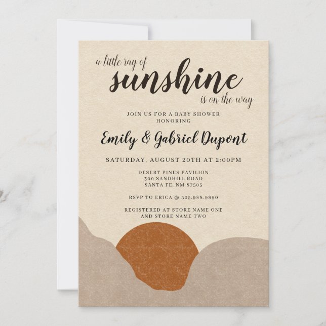 Boho Ray Of Sunshine Baby Shower Invitation (Front)