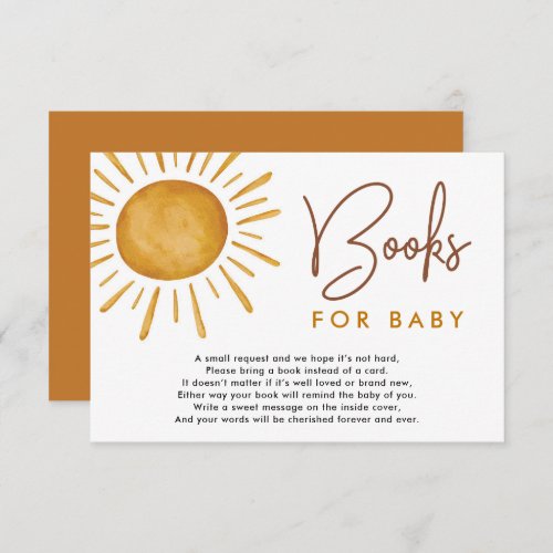 Boho Ray of Sunshine Books for Baby Enclosure Card