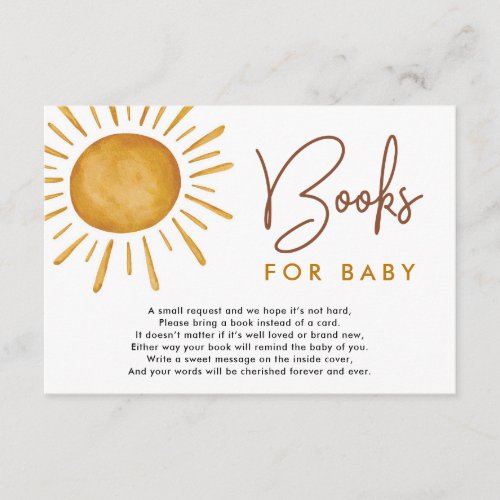 Boho Ray of Sunshine Books for Baby Enclosure Card