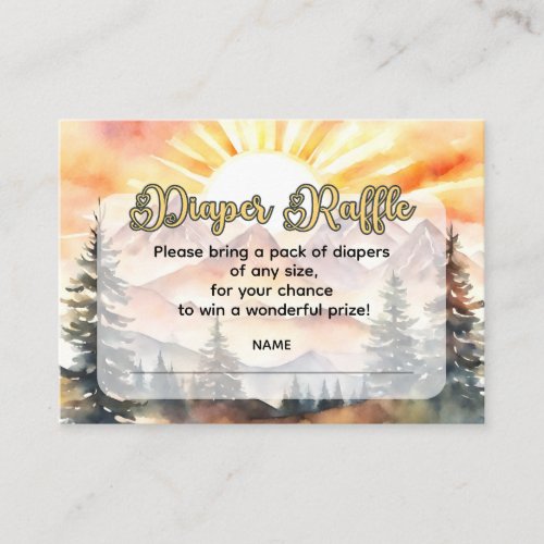 Boho Ray of Sunshine Mountains Diaper Raffle Enclosure Card