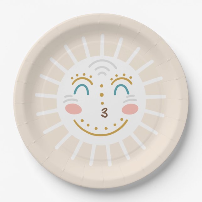 Boho Ray of Sunshine Paper Plates (Front)