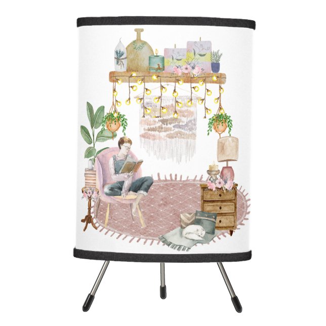 Boho Reading Room Tripod Lamp (Front)