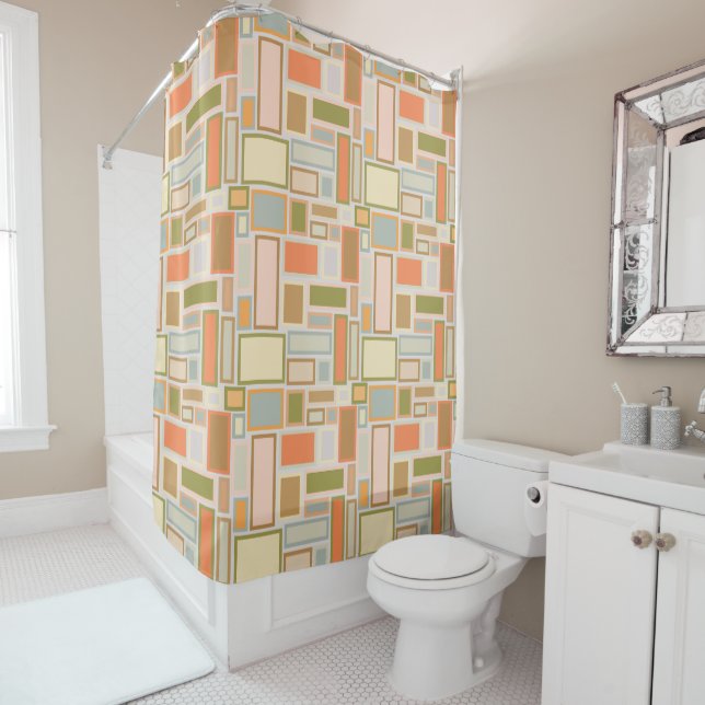 Boho Rectangles  Shower Curtain (In Situ)