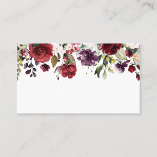 Boho Red and Purple Watercolor Floral Garland Place Card