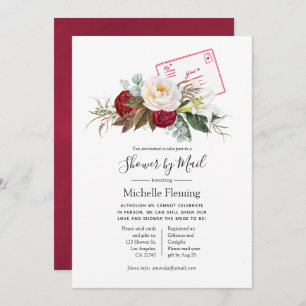 Boho Red and White Baby or Bridal Shower by Mail Invitation
