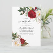 Boho Red and White Floral Online Virtual Wedding Invitation (Standing Front)