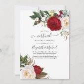 Boho Red and White Floral Online Virtual Wedding Invitation (Front)
