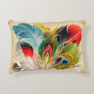 Boho Red and Yellow Trendy Feather Accent Pillow