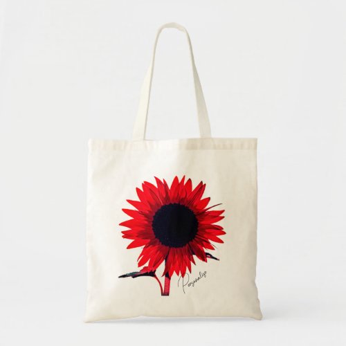 Boho Red Black Sunflower Elegant  Tote Bag