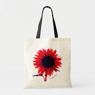 Boho Red Black Sunflower Elegant Tote Bag