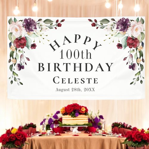 Boho Red Blush and Purple 100th Birthday Party