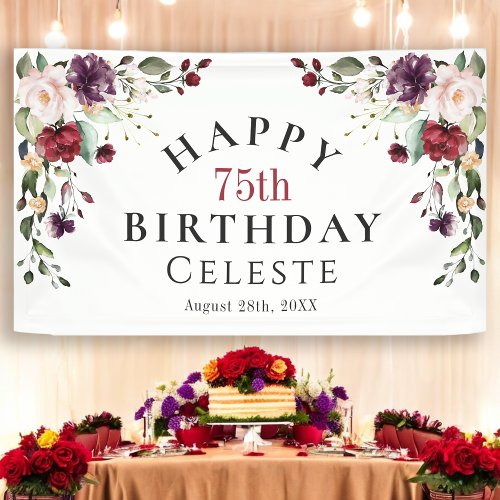 Boho Red Blush and Purple 75th Birthday Party