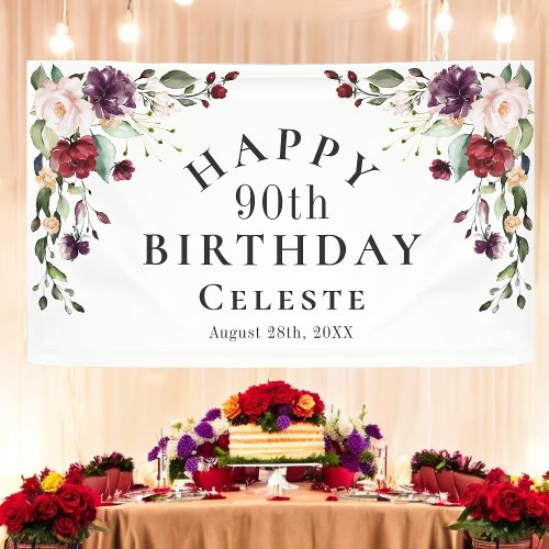 Boho Red Blush and Purple 90th Birthday Party