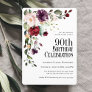 Boho Red Blush and Purple Floral 90th Birthday Invitation
