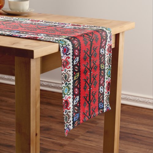 Boho Red Ethnic Tribal Oriental Kilim Birds Long Table Runner