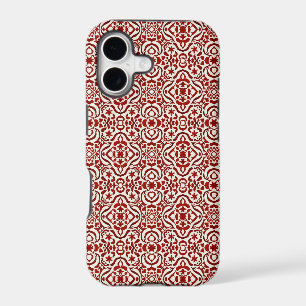 Boho Red Floral Damask Seamless Pattern Design iPhone 17 Case
