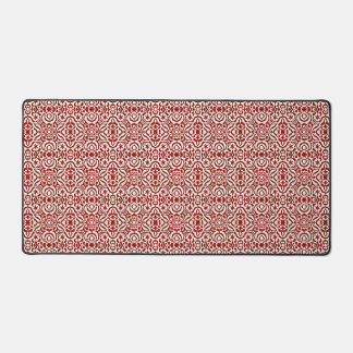 Boho Red Floral Damask Seamless Pattern Design Desk Mat