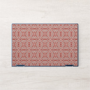 Boho Red Floral Damask Seamless Pattern Design HP Laptop Skin