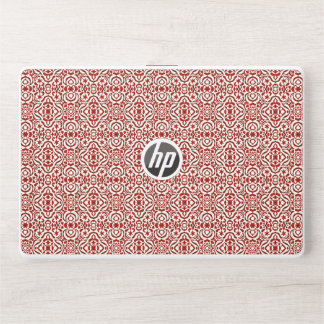 Boho Red Floral Damask Seamless Pattern Design HP Laptop Skin