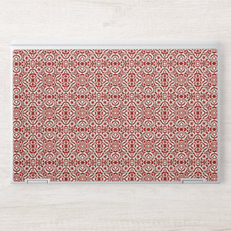 Boho Red Floral Damask Seamless Pattern Design HP Laptop Skin