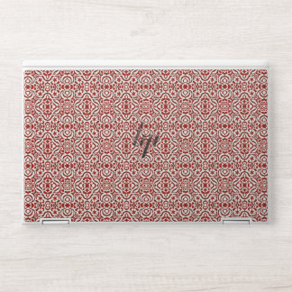Boho Red Floral Damask Seamless Pattern Design HP Laptop Skin
