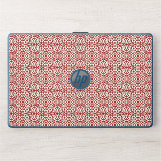 Boho Red Floral Damask Seamless Pattern Design HP Laptop Skin