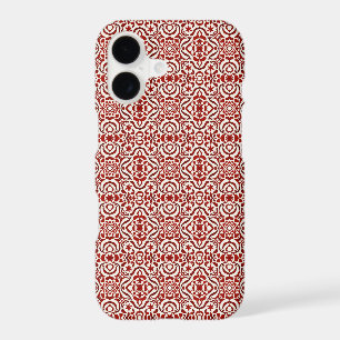 Boho Red Floral Damask Seamless Pattern Design iPhone 17 Case