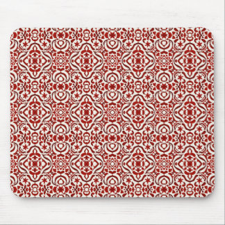 Boho Red Floral Damask Seamless Pattern Design Mouse Pad