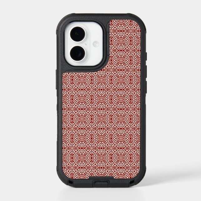 Boho Red Floral Damask Seamless Pattern Design Otterbox iPhone Case (Back)