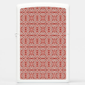Boho Red Floral Damask Seamless Pattern Design Zippo Lighter