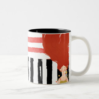 Boho Red Hair Girl Floral Art Modern Two-Tone Coffee Mug