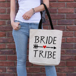 Boho Red Heart Arrow Bride Tribe Tote Bag<br><div class="desc">A design for the bridesmaids and maid of honor in the bride tribe. All the colors in this modern boho design are customizable. Customize the red heart symbol and the black colors in the arrow graphics. Besides changing the font color, you can also choose another font style. The design can...</div>