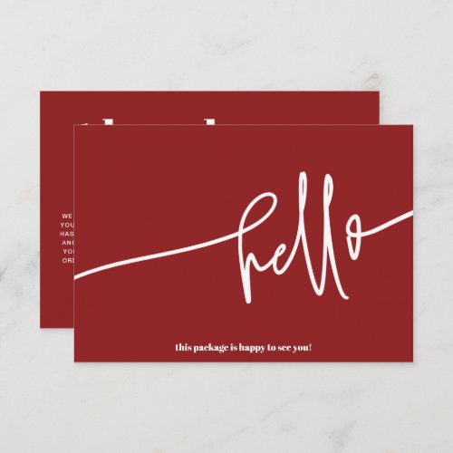 Boho Red Hello Thank You Order Small Business Enclosure Card