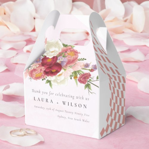 Boho Red Pink white Rose Flowers modern Favor Boxes