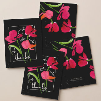 Boho Red Wildflower Script Thank You Card 