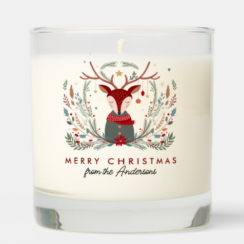 Boho Reindeer Merry Christmas Personalized Scented Candle