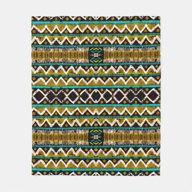 Boho repeat. Geometric seamless embroidery. Decora Fleece Blanket (Front)