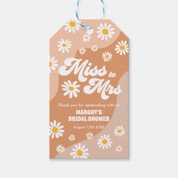 Boho Retro 70s Bridal Shower Miss To Mrs Favor Gift Tags by PixelPerfectionParty at Zazzle